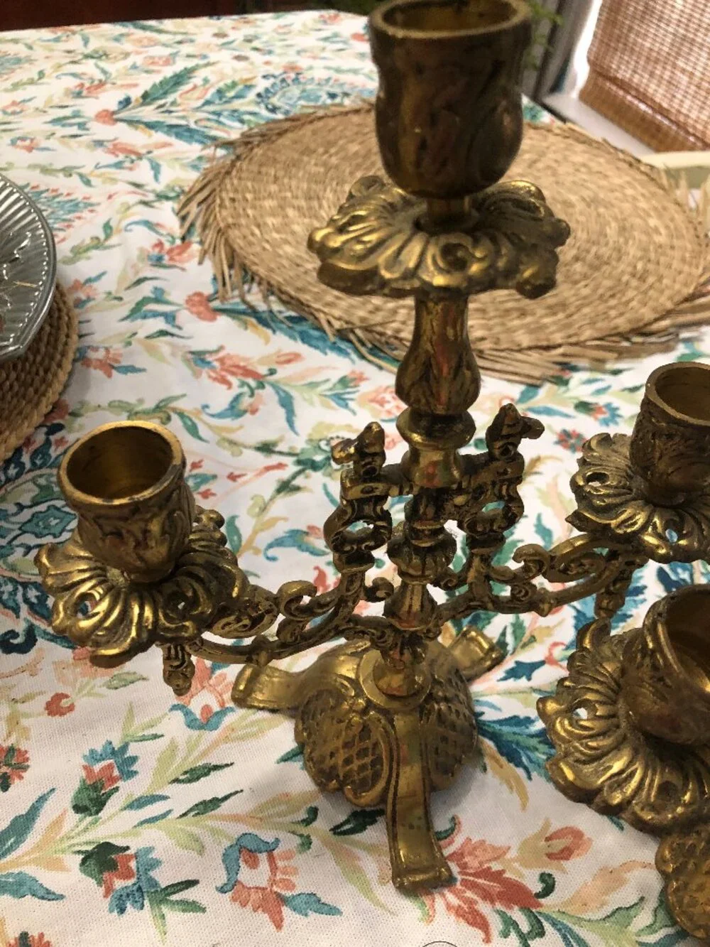 2 Vintage Brass 3 candle candlelabra